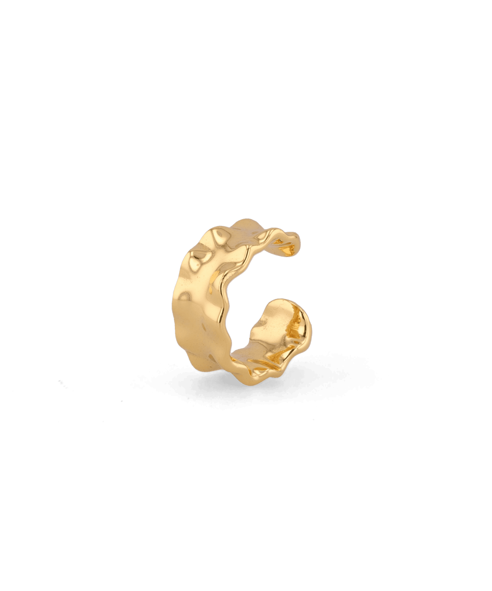 Aria Gold Ear Cuff by LAVANA, organic rippled wide ear cuff