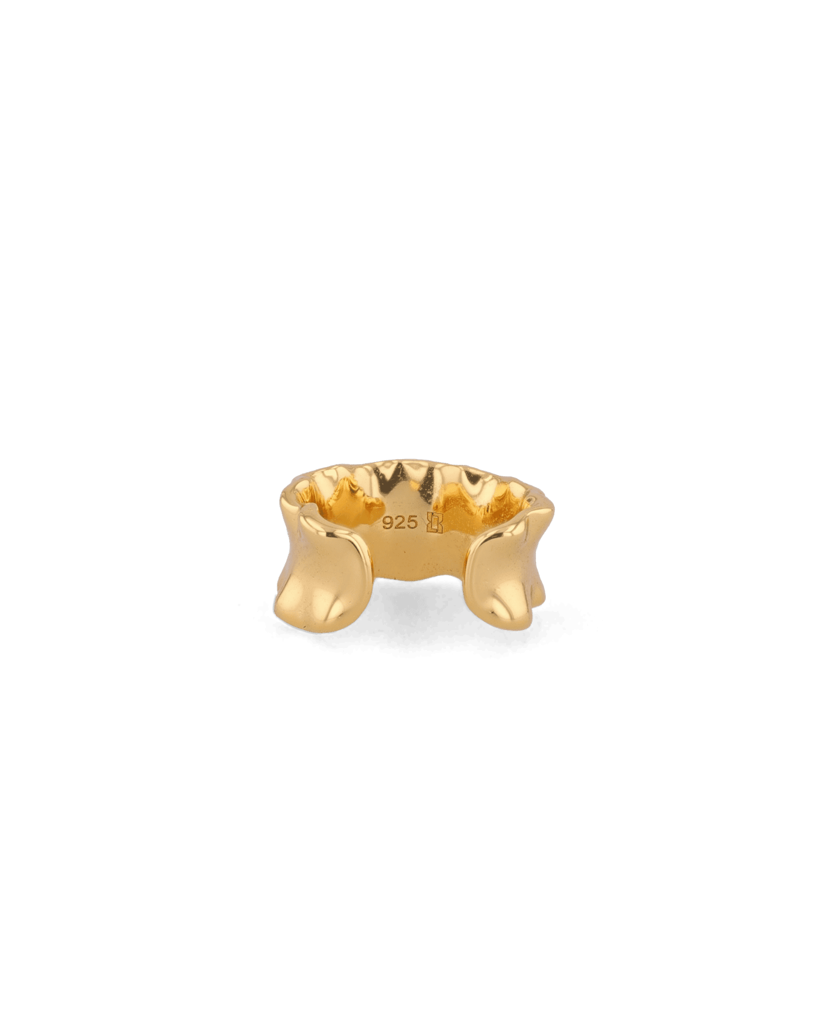 Aria Gold Ear Cuff by LAVANA, organic rippled wide ear cuff