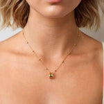 Aria Gold Pendant by LAVANA on model smooth molten gold look pendant