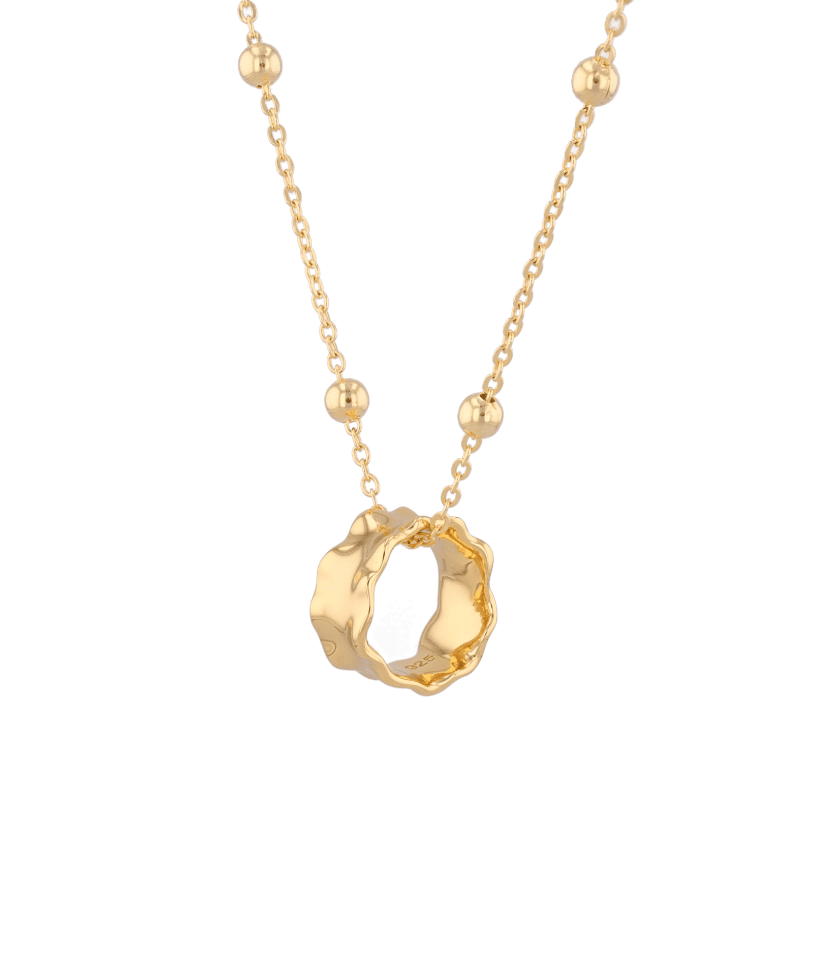 Aria Gold Pendant by Lavana, smooth molten gold look pendant angle - 1