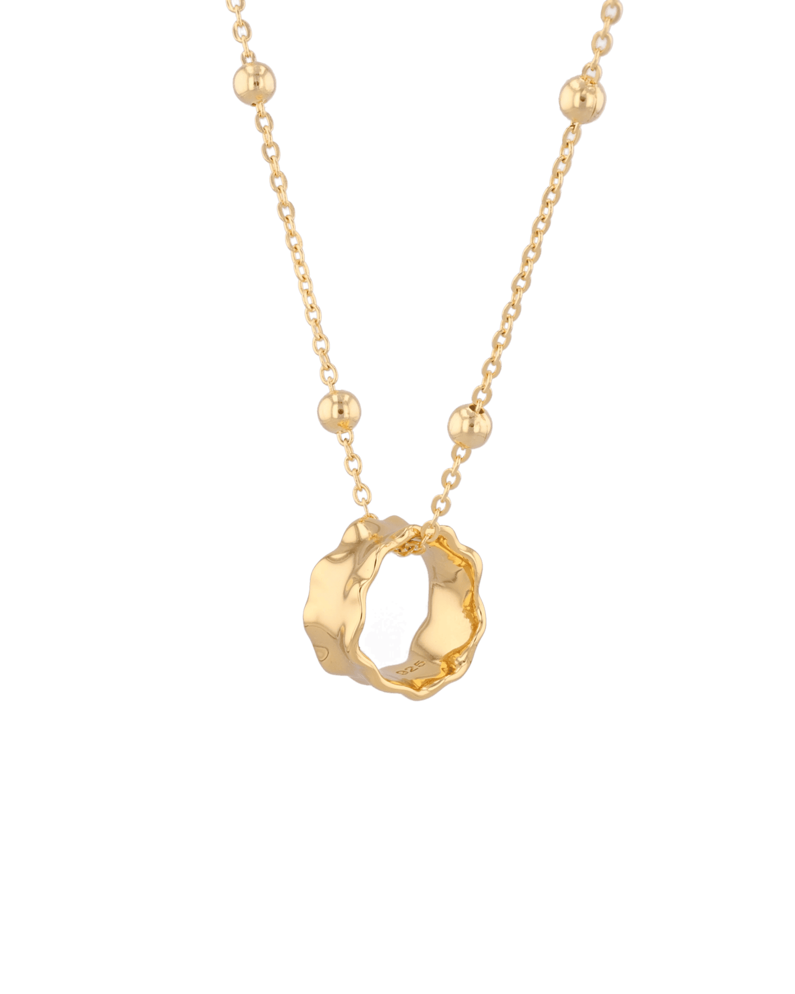 Aria Gold Pendant by Lavana, smooth molten gold look pendant angle - 1