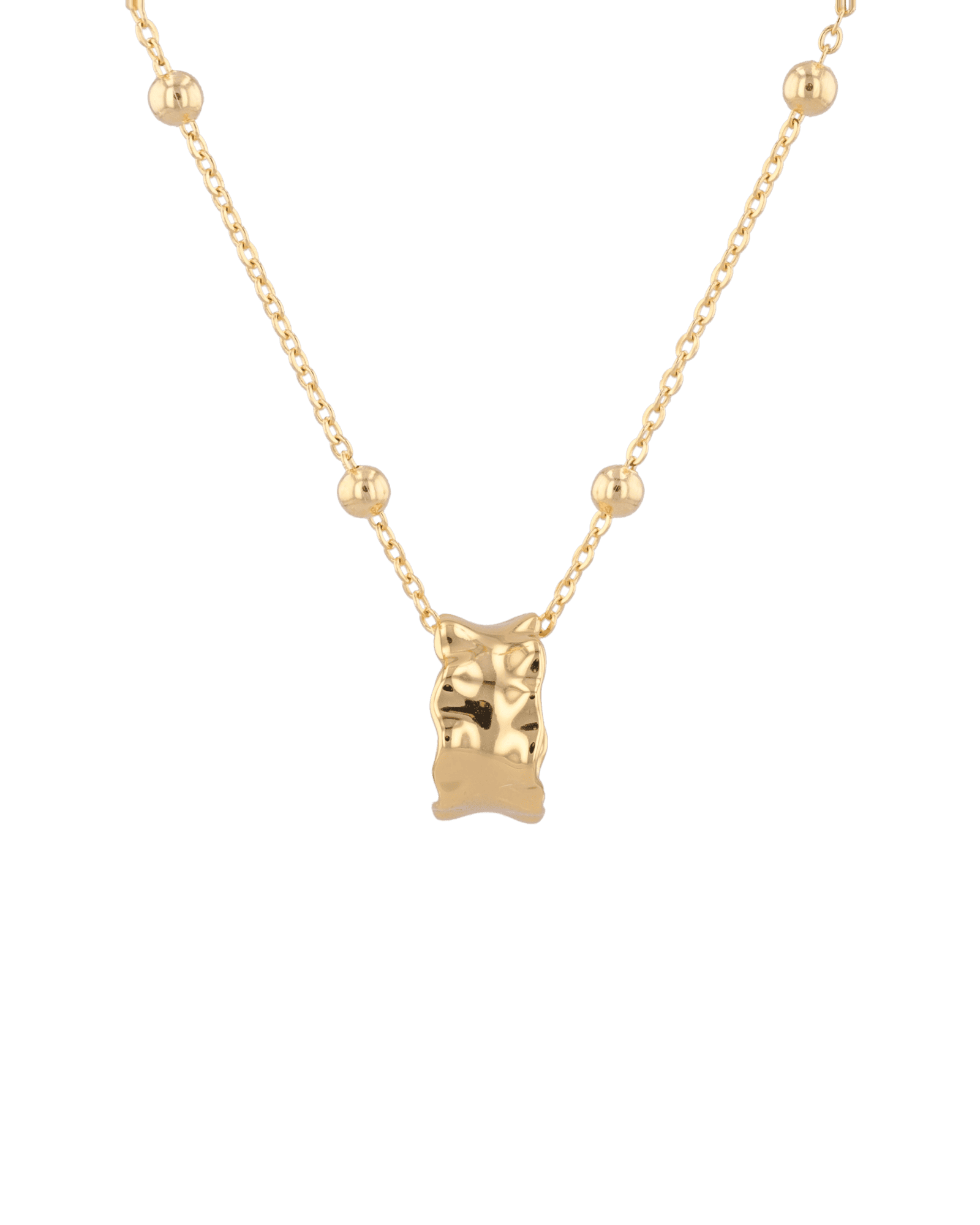 Aria Gold Pendant by Lavana, smooth molten gold look pendant front - 2