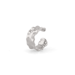 Aria Silver Ear Cuff by LAVANA, organic rippled wide ear cuff