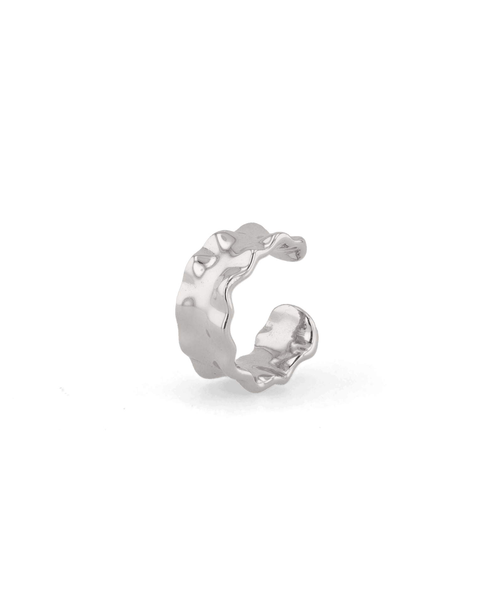 Aria Silver Ear Cuff by LAVANA, organic rippled wide ear cuff