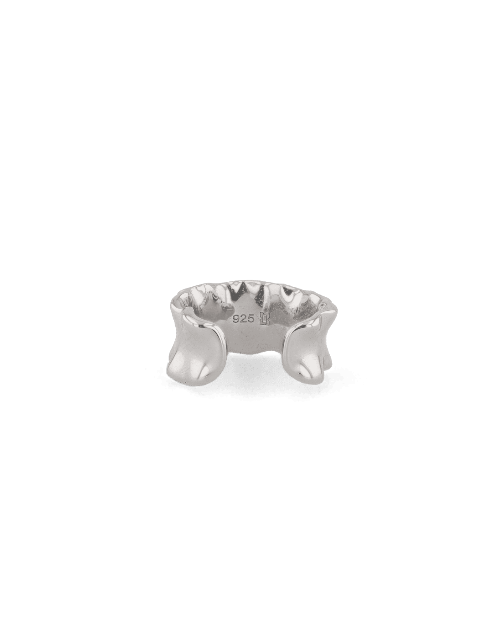 Aria Silver Ear Cuff by LAVANA, organic rippled wide ear cuff