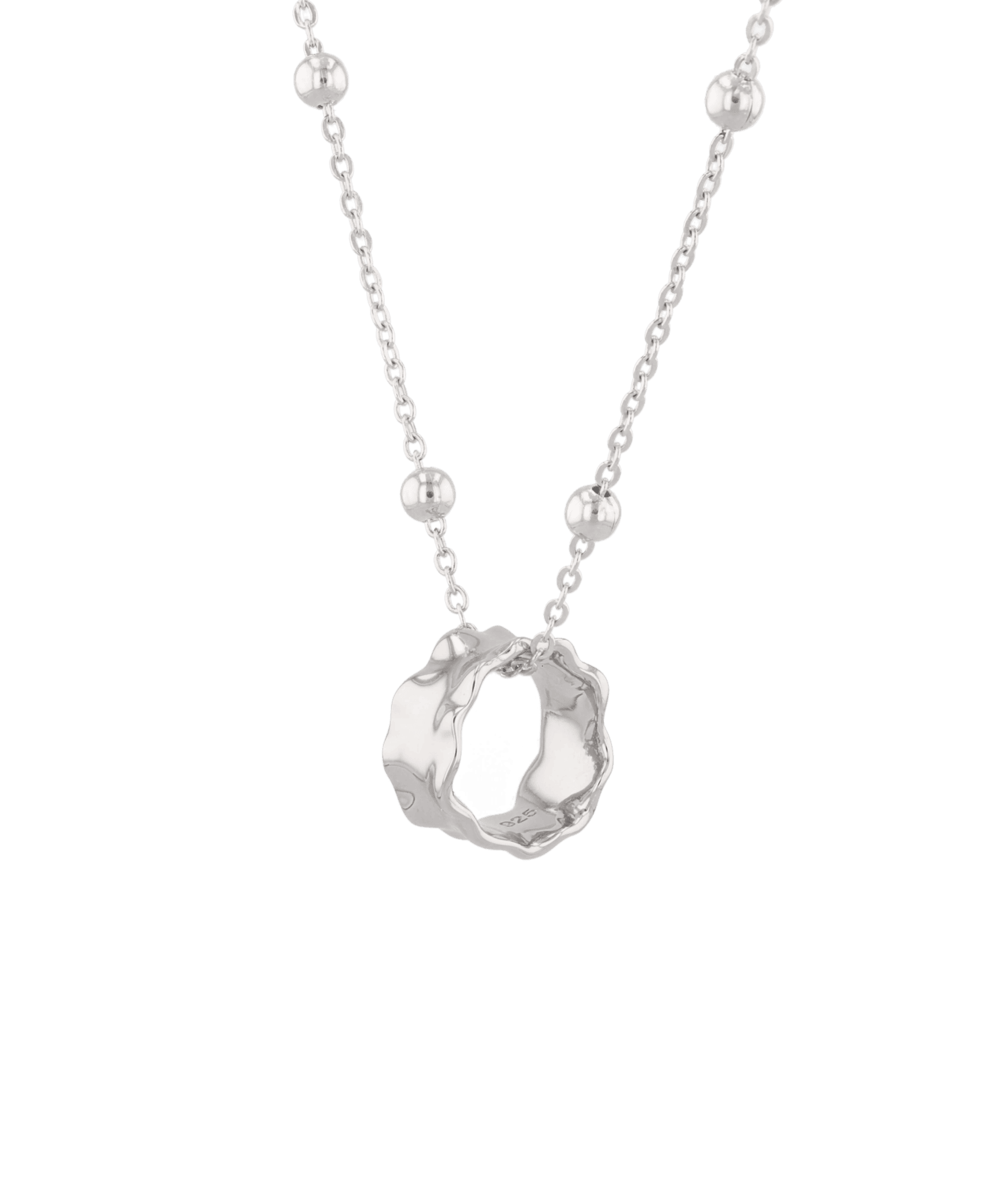 Aria Silver Pendant by Lavana, polished sculptural silver pendant angle - 2