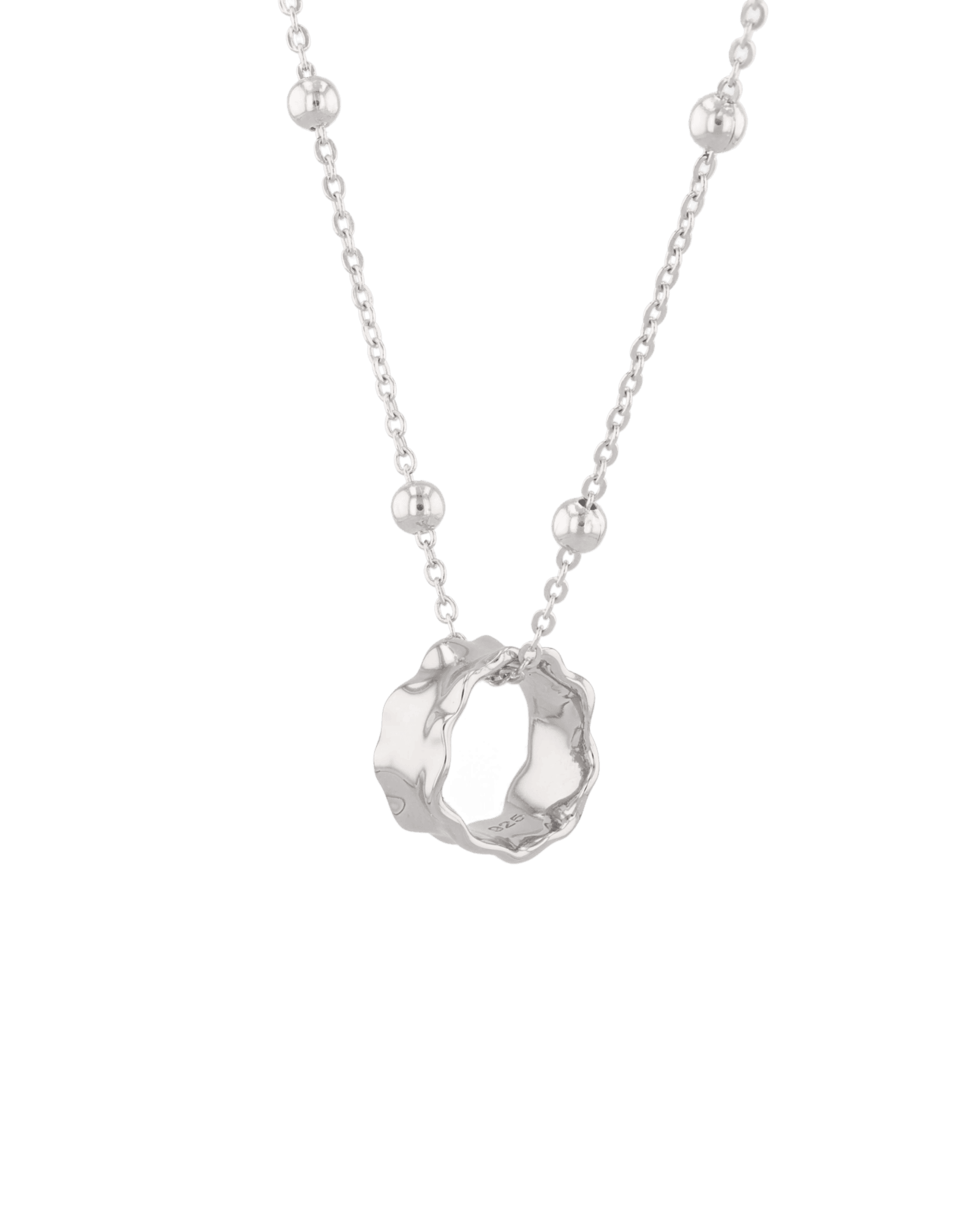 Aria Silver Pendant by Lavana, polished sculptural silver pendant angle - 2