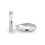 Aura Silver Hoop Earrings by Lavana, medium width hoops with angled light catching detail