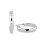 Aura Silver Hoop Earrings by Lavana, medium width hoops with angled light catching detail