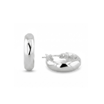 Aura Silver Hoop Earrings by Lavana, medium width hoops with angled light catching detail