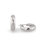Aura Silver Hoop Earrings by Lavana, medium width hoops with angled light catching detail