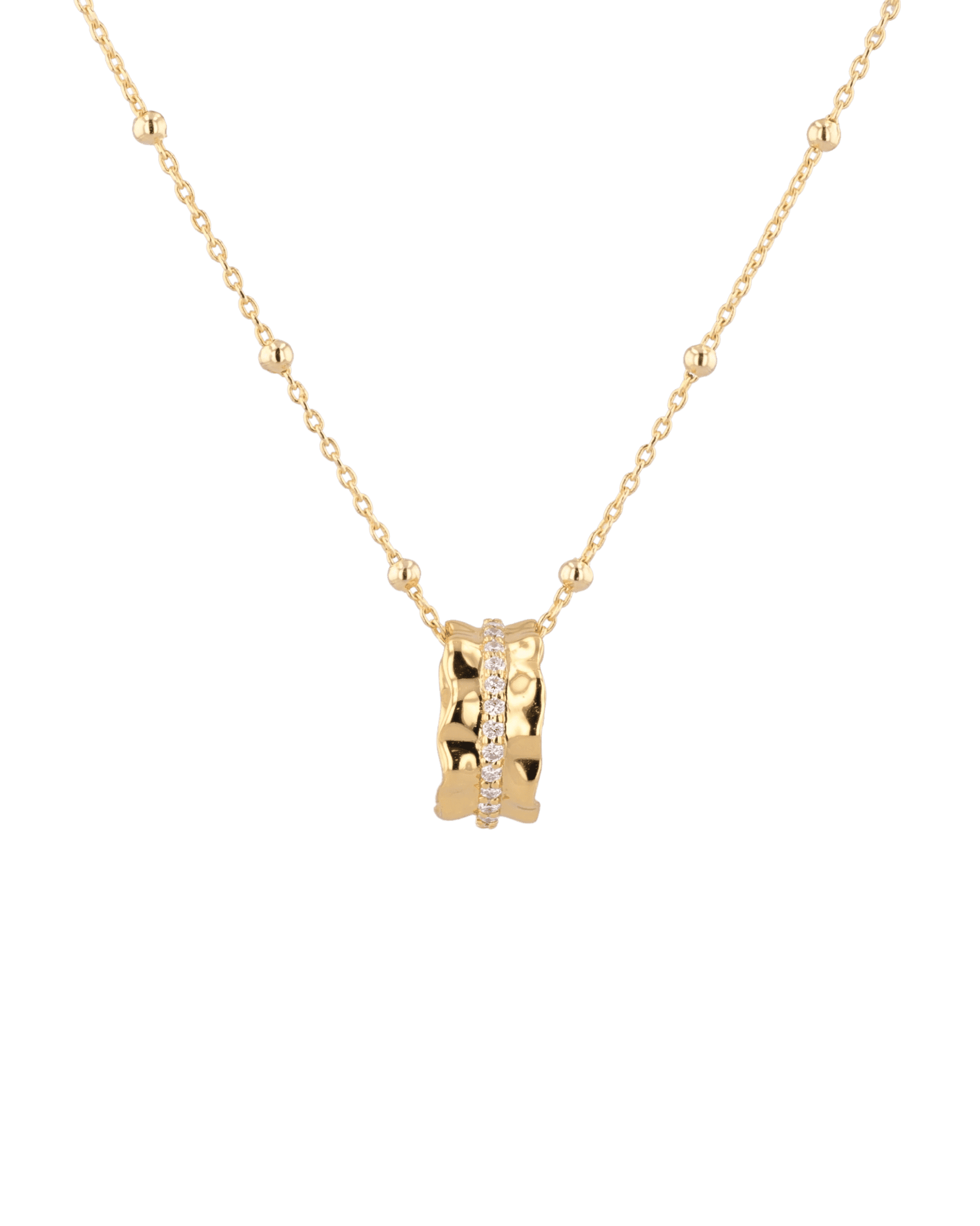 Aurora Gold Diamond Pendant by Lavana, sculptural ripple pendant with lab-grown diamonds front - 2