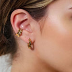 Aurora Gold Ear Cuff by Lavana on model inched row of lab grown diamonds
