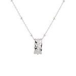 Aurora Silver Diamond Pendant by Lavana, sculptural ripple pendant with lab-grown diamonds front - 1
