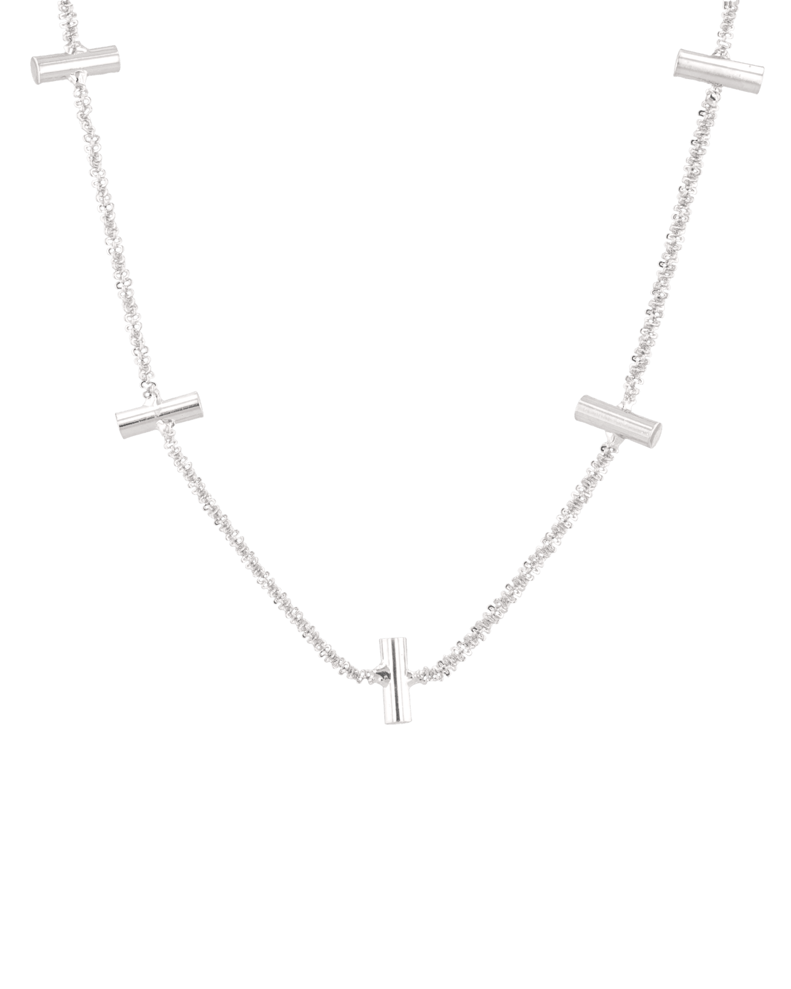 Axis Bar Silver Chain Necklace by Lavana, fine chain with evenly spaced bar stations