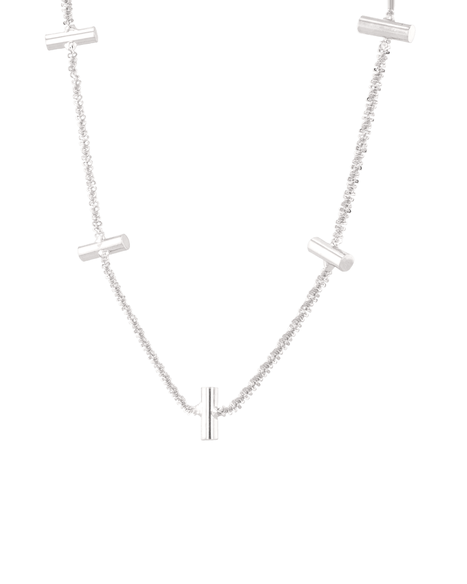 Axis Bar Silver Chain Necklace by Lavana, fine chain with evenly spaced bar stations