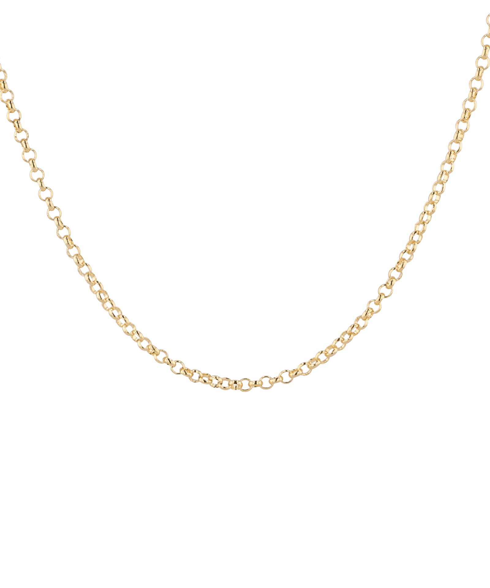 Baby Belcher Gold Chain Necklace by Lavana, with fine, rounded belcher links, front view