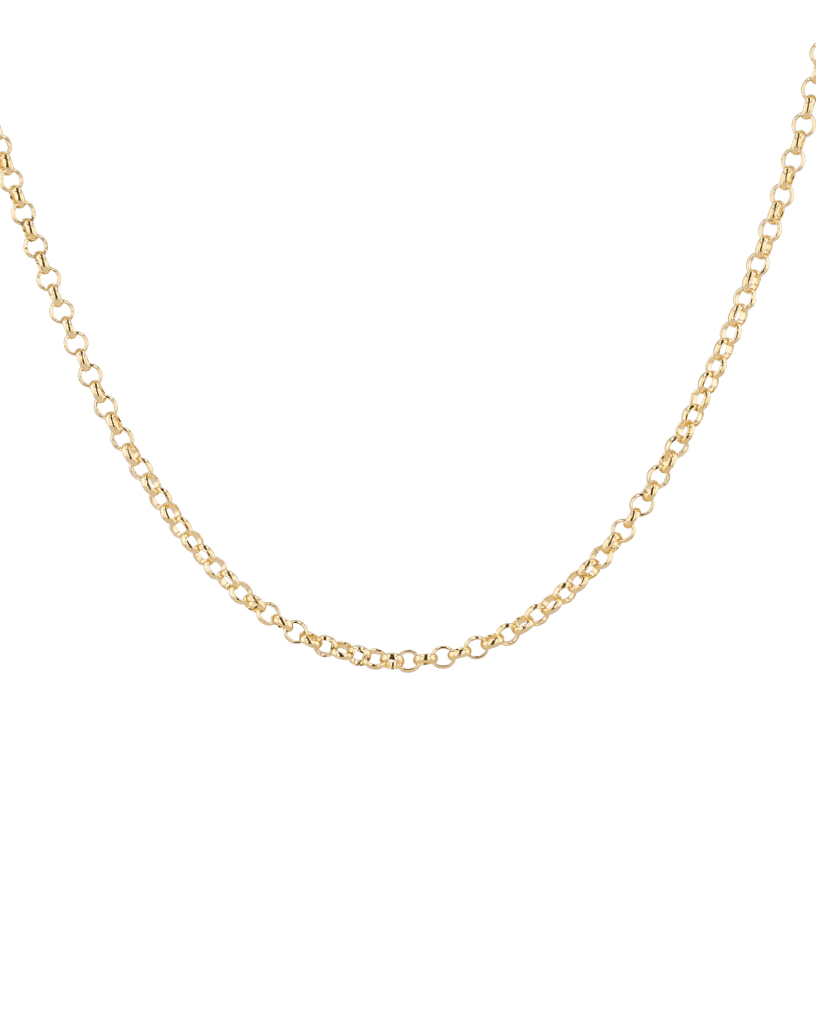 Baby Belcher Gold Chain Necklace by Lavana, with fine, rounded belcher links, front view