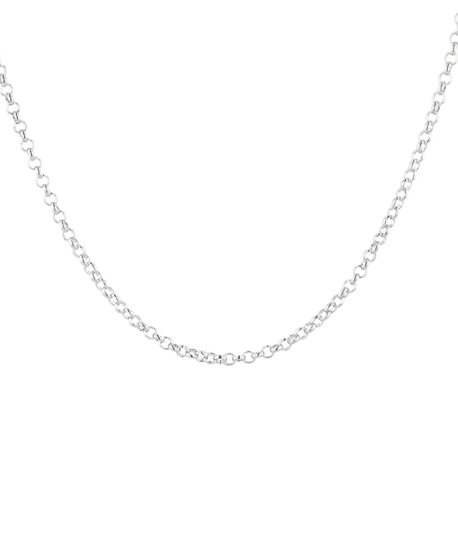 Baby Belcher Silver Chain Necklace by Lavana, with fine, rounded belcher links, front view