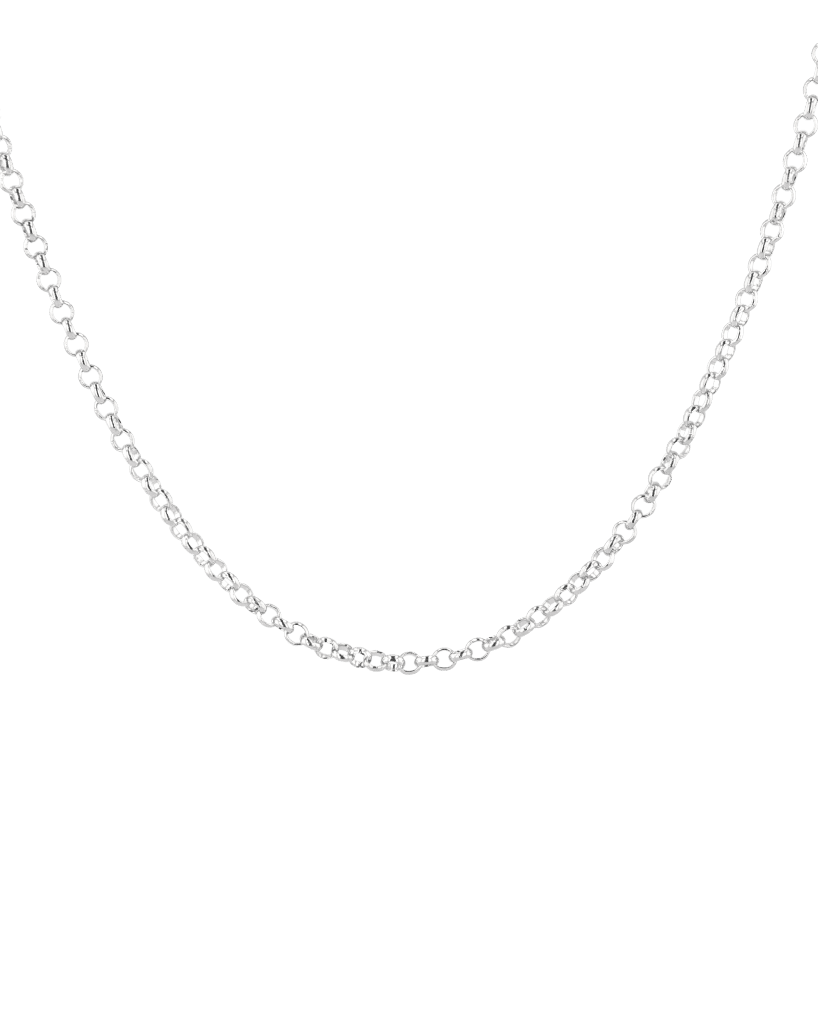 Baby Belcher Silver Chain Necklace by Lavana, with fine, rounded belcher links, front view