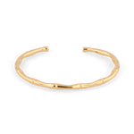 Bamboo Gold Cuff Bracelet by Lavana, with polished bamboo texture on an open cuff - 1