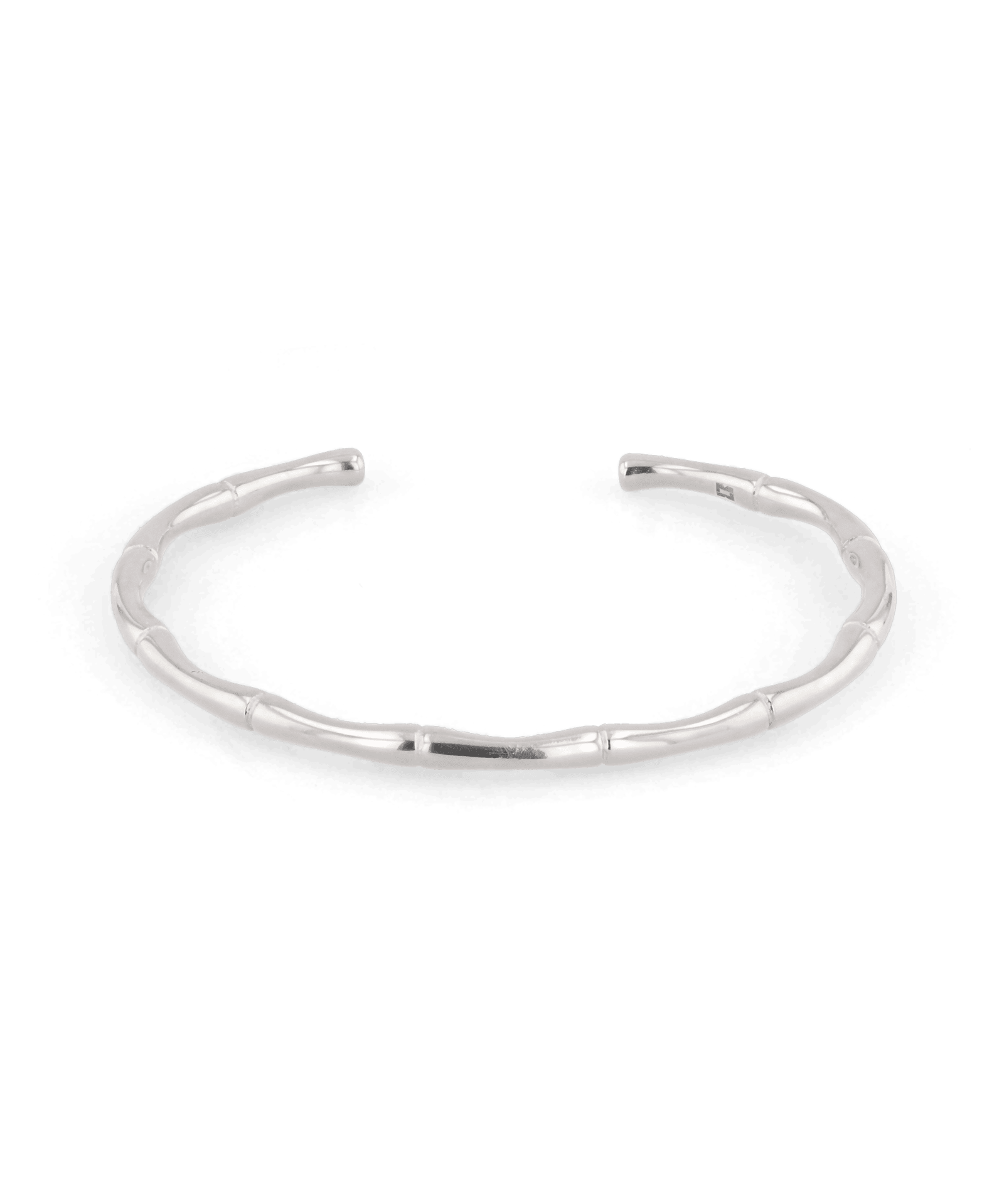 Bamboo Silver Cuff Bracelet by Lavana, with subtle bamboo texture and polished finish - 1