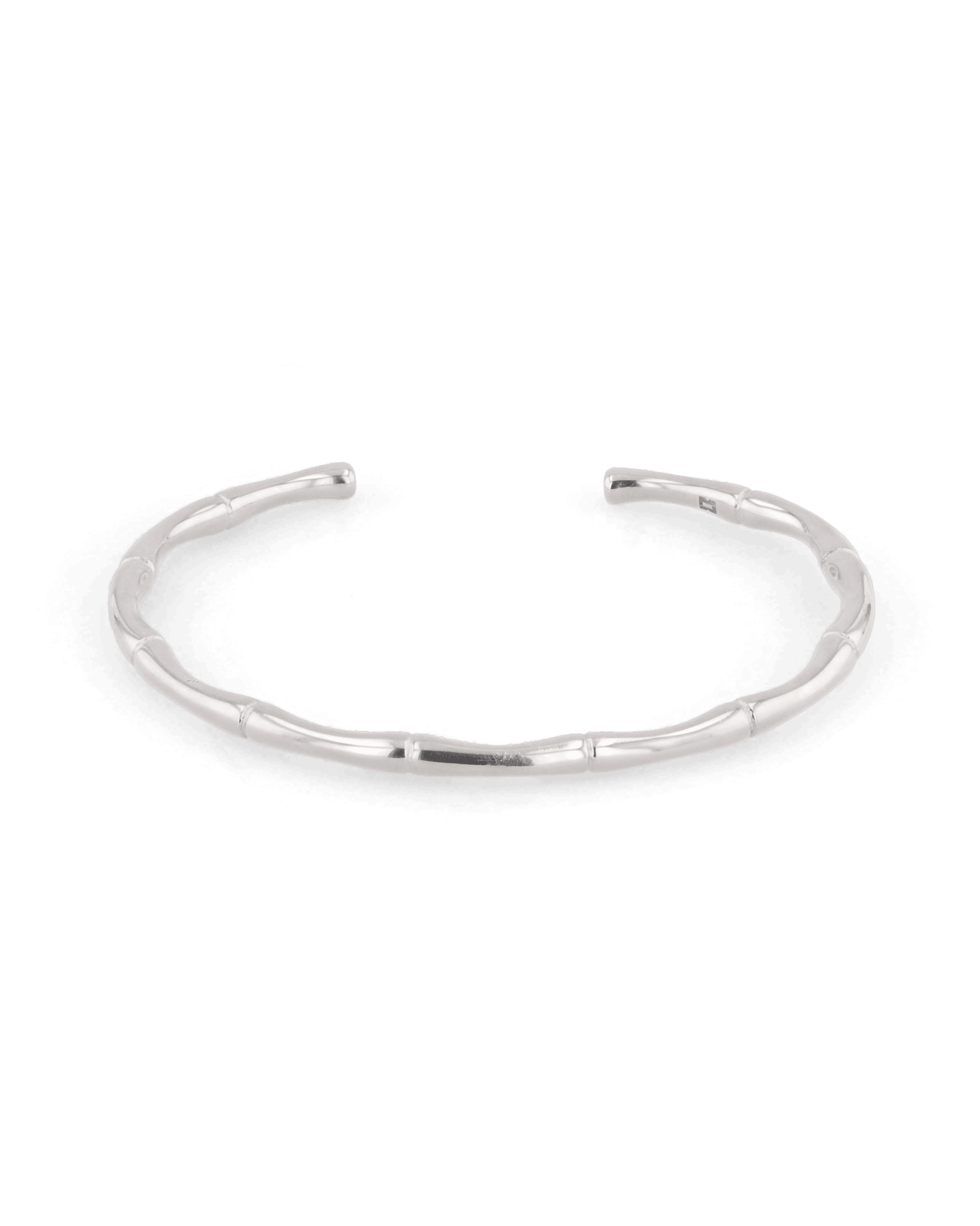 Bamboo Silver Cuff Bracelet by Lavana, with subtle bamboo texture and polished finish - 1