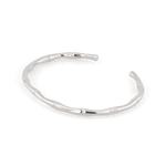 Bamboo Silver Cuff Bracelet by Lavana, with subtle bamboo texture and polished finish - 2