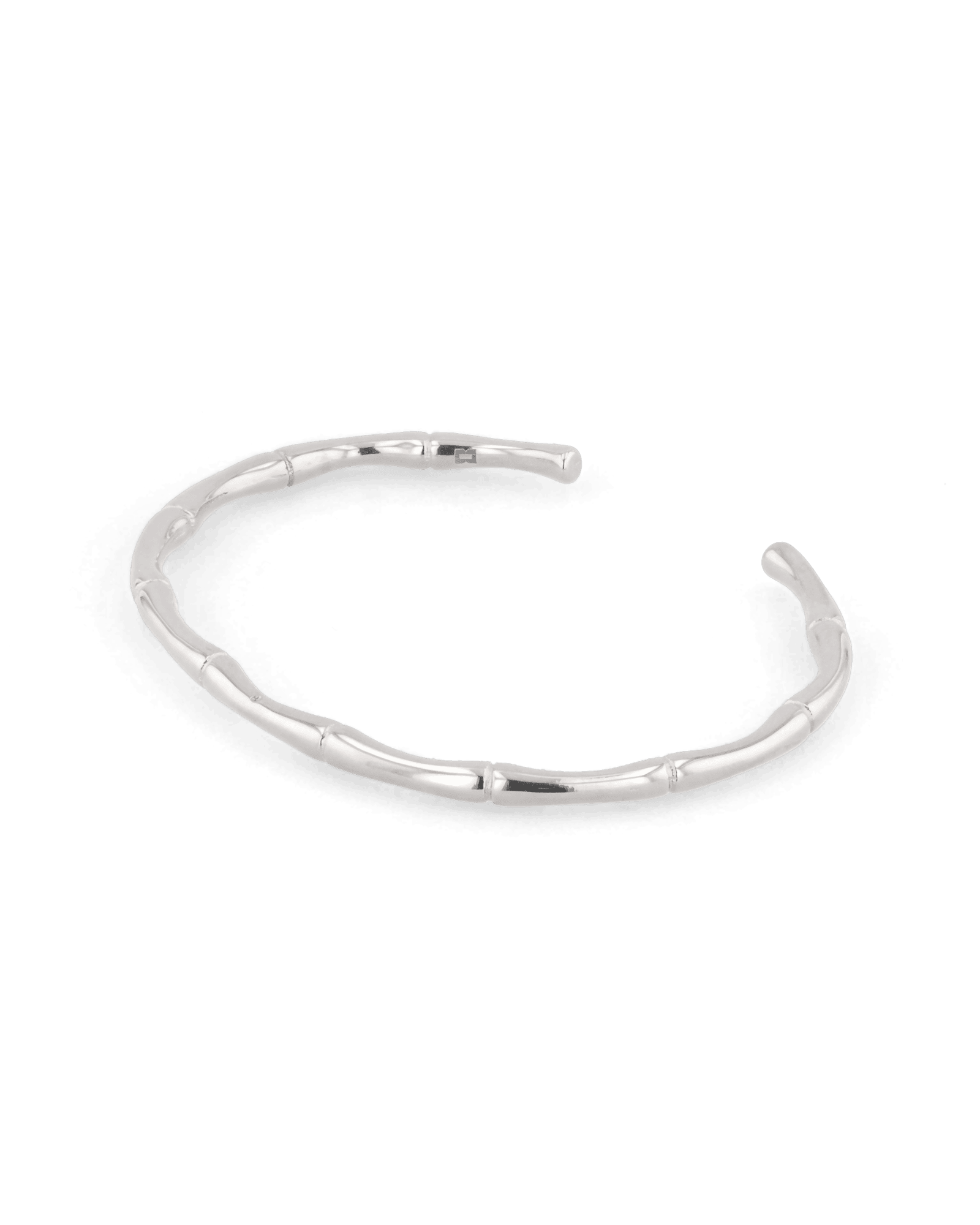 Bamboo Silver Cuff Bracelet by Lavana, with subtle bamboo texture and polished finish - 2