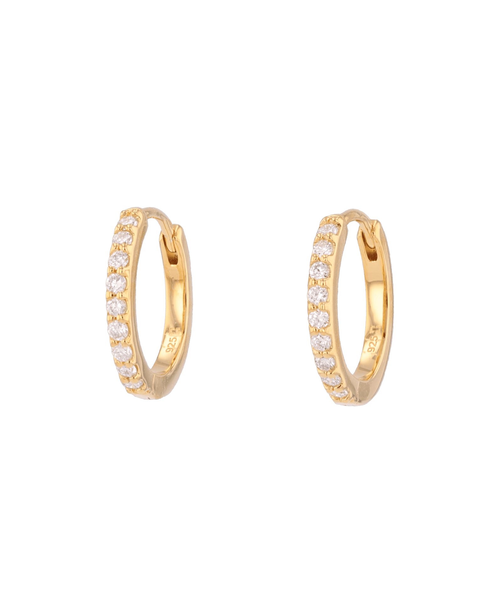 Barcelona Gold Diamond Huggie Earrings by Lavana 18k Gold Vermeil Hoops with Premium Lab Grown Diamonds