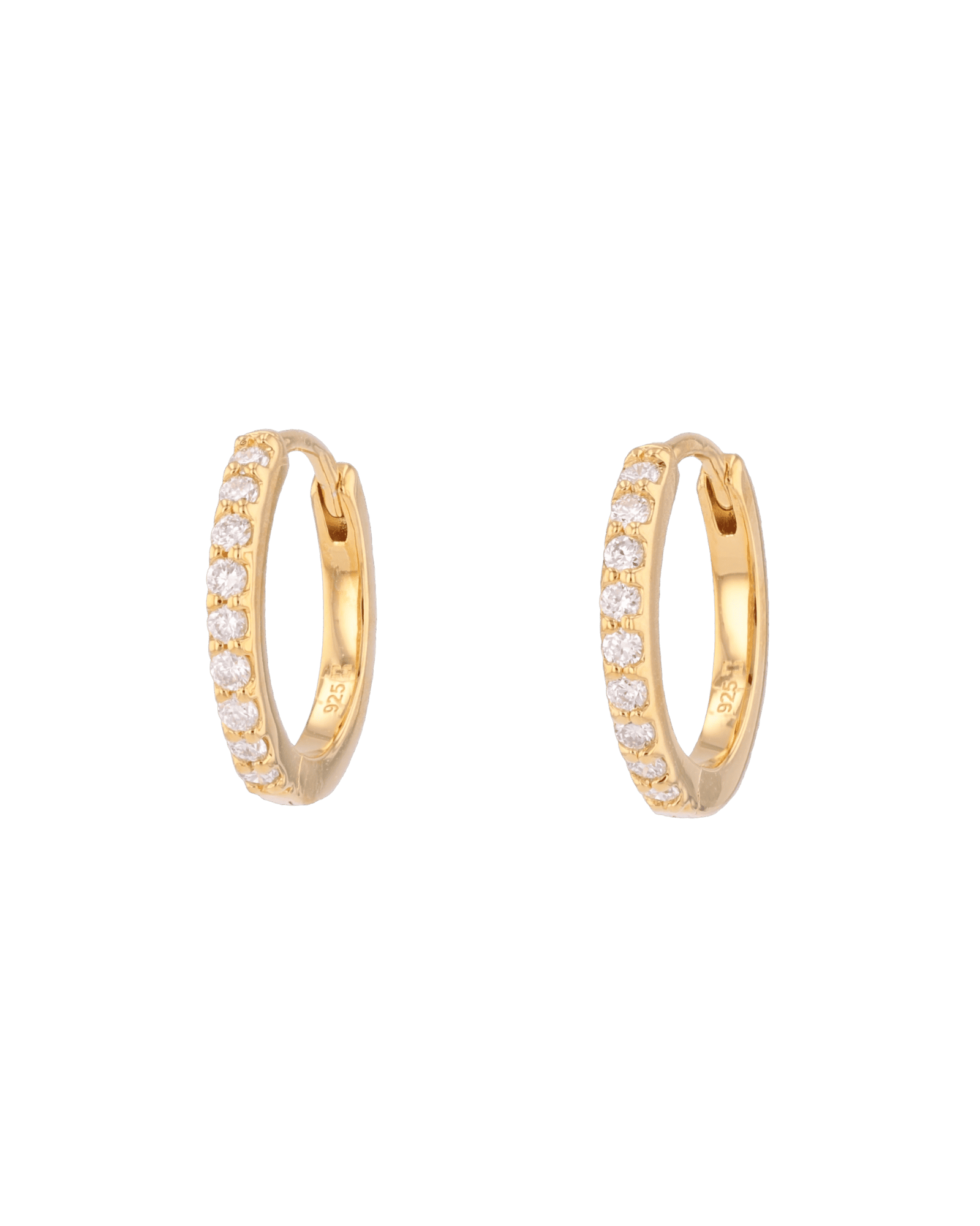 Barcelona Gold Diamond Huggie Earrings by Lavana 18k Gold Vermeil Hoops with Premium Lab Grown Diamonds