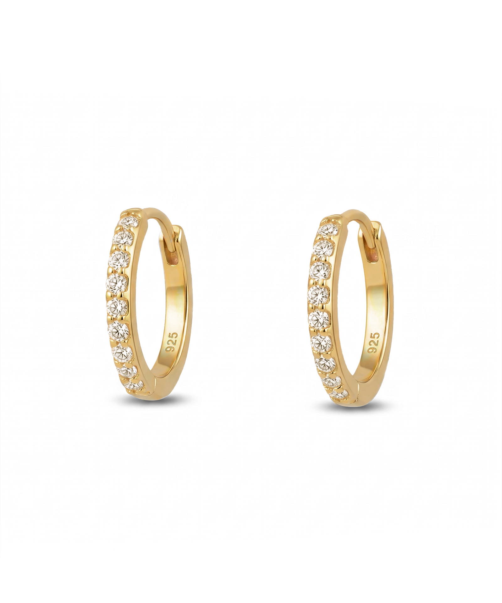Barcelona Gold Diamond Huggie Earrings by Lavana 18k Gold Vermeil Hoops with Premium Lab Grown Diamonds