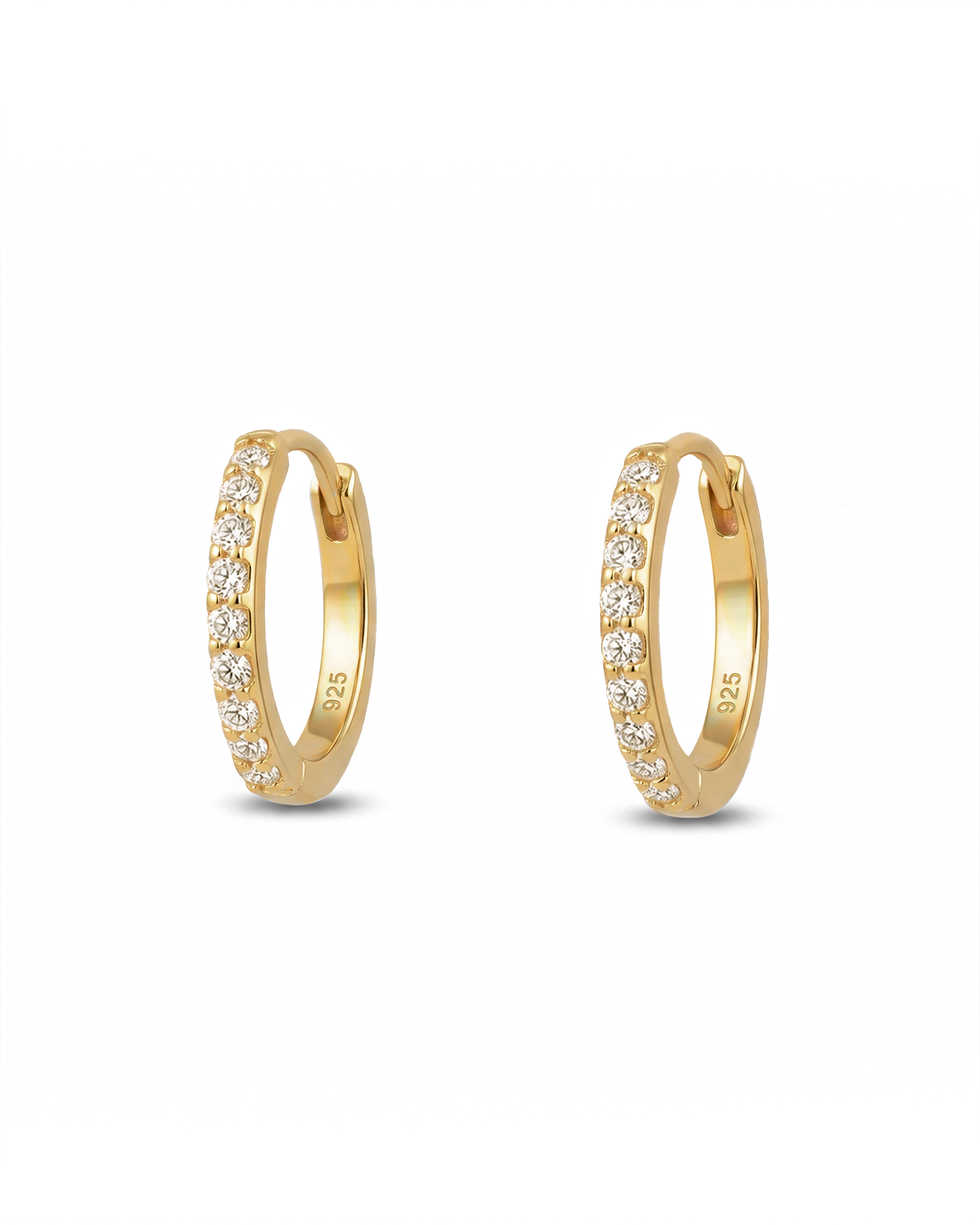 Barcelona Gold Diamond Huggie Earrings by Lavana 18k Gold Vermeil Hoops with Premium Lab Grown Diamonds