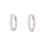 Barcelona Silver Diamond Huggie Earrings by Lavana Sterling Silver Hoops with Premium Lab Grown Diamonds