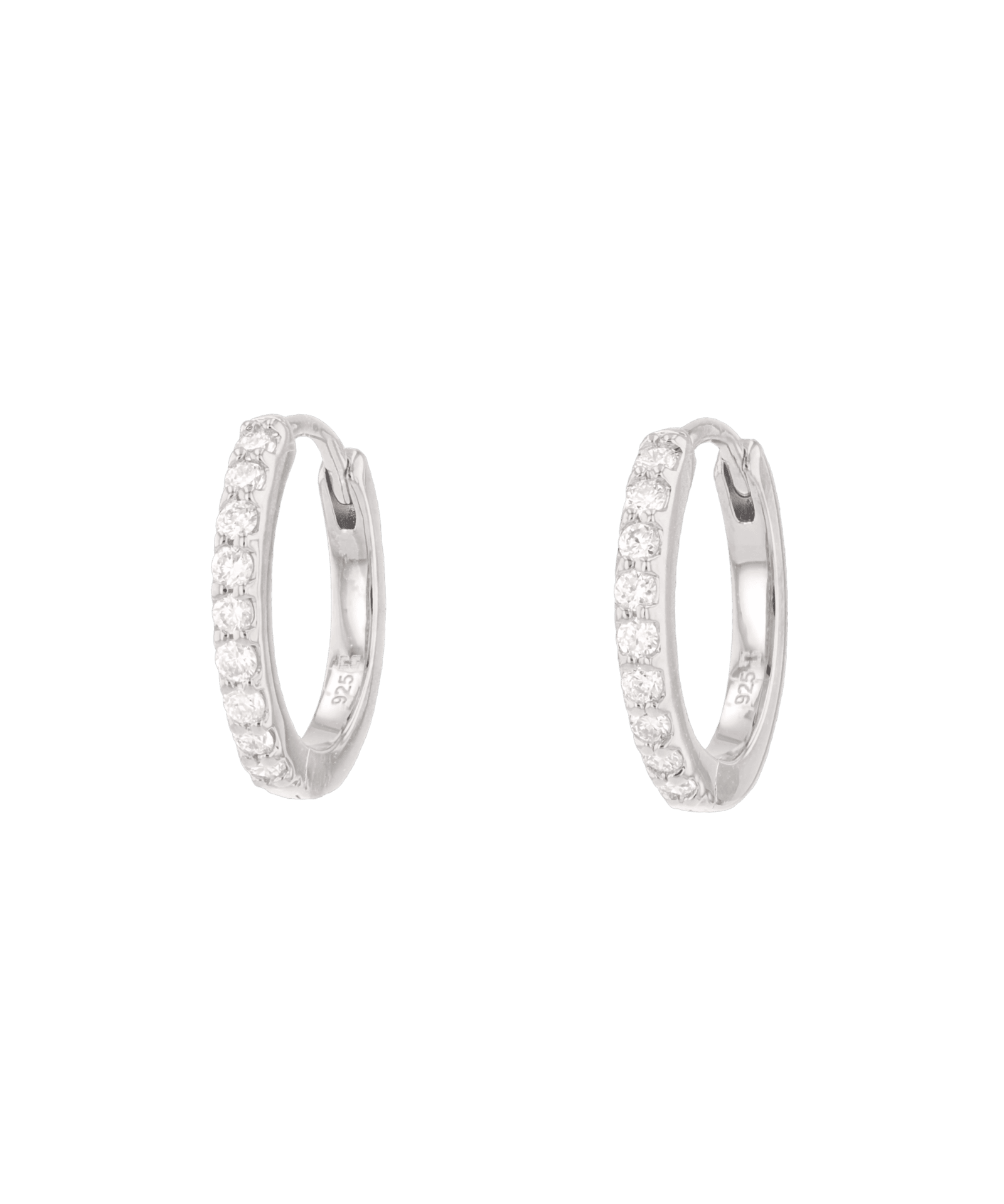 Barcelona Silver Diamond Huggie Earrings by Lavana Sterling Silver Hoops with Premium Lab Grown Diamonds