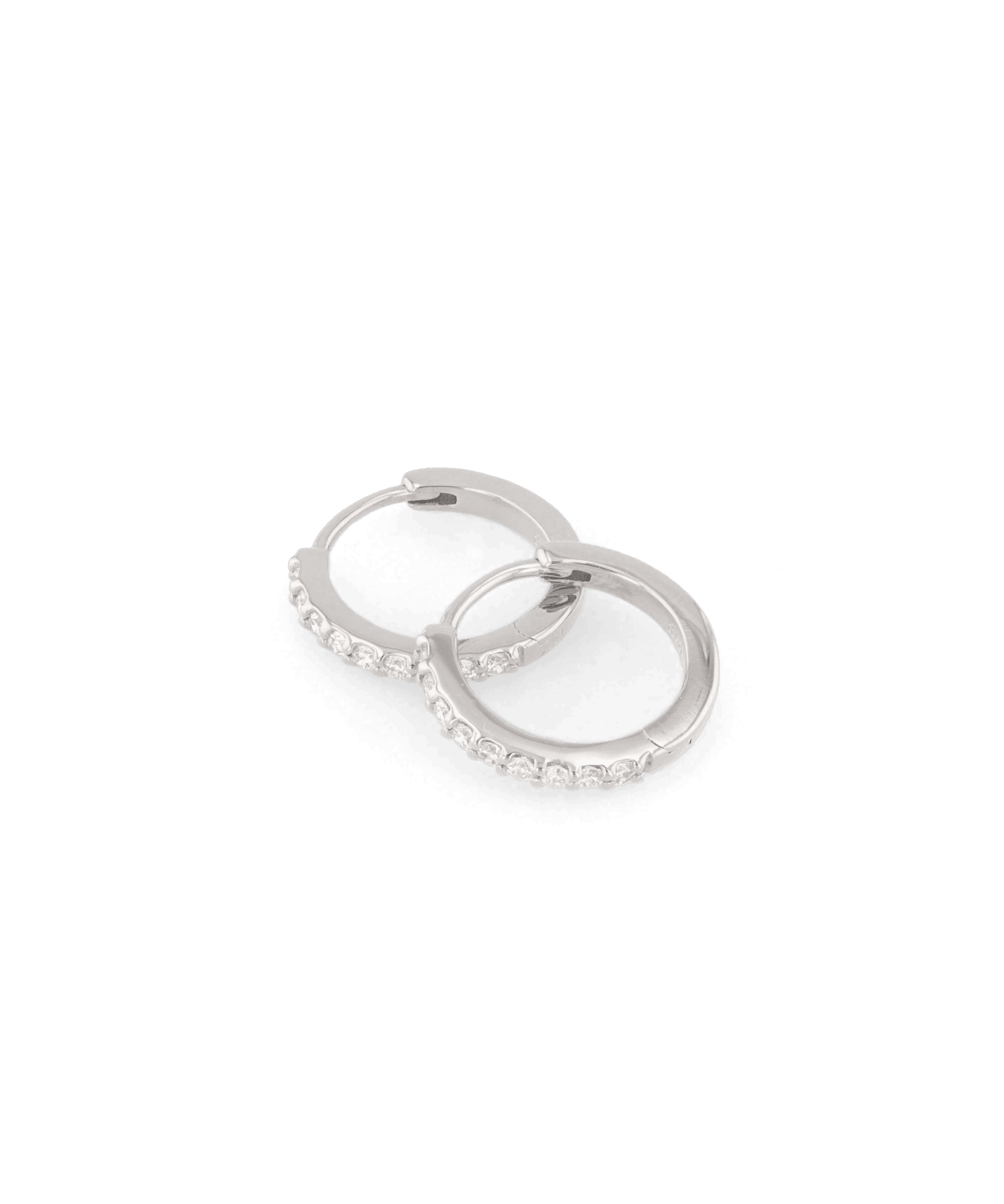 Barcelona Silver Diamond Huggie Earrings by Lavana Sterling Silver Hoops with Premium Lab Grown Diamonds
