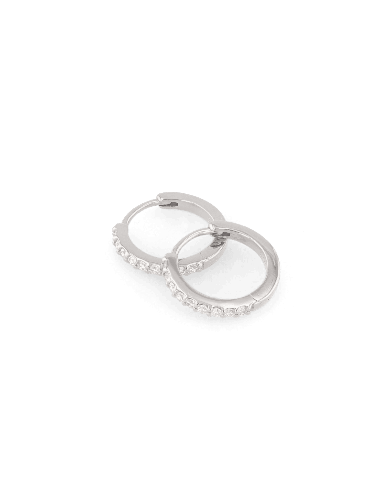 Barcelona Silver Diamond Huggie Earrings by Lavana Sterling Silver Hoops with Premium Lab Grown Diamonds
