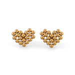 Beaded Heart Gold Stud Earrings by LAVANA, with clustered polished bead heart