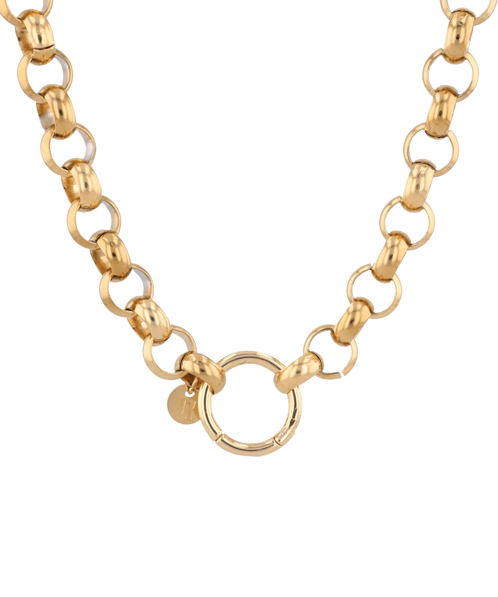 Belcher Charm Gold Chain Necklace by Lavana, chunky belcher links with openable front ring for charms