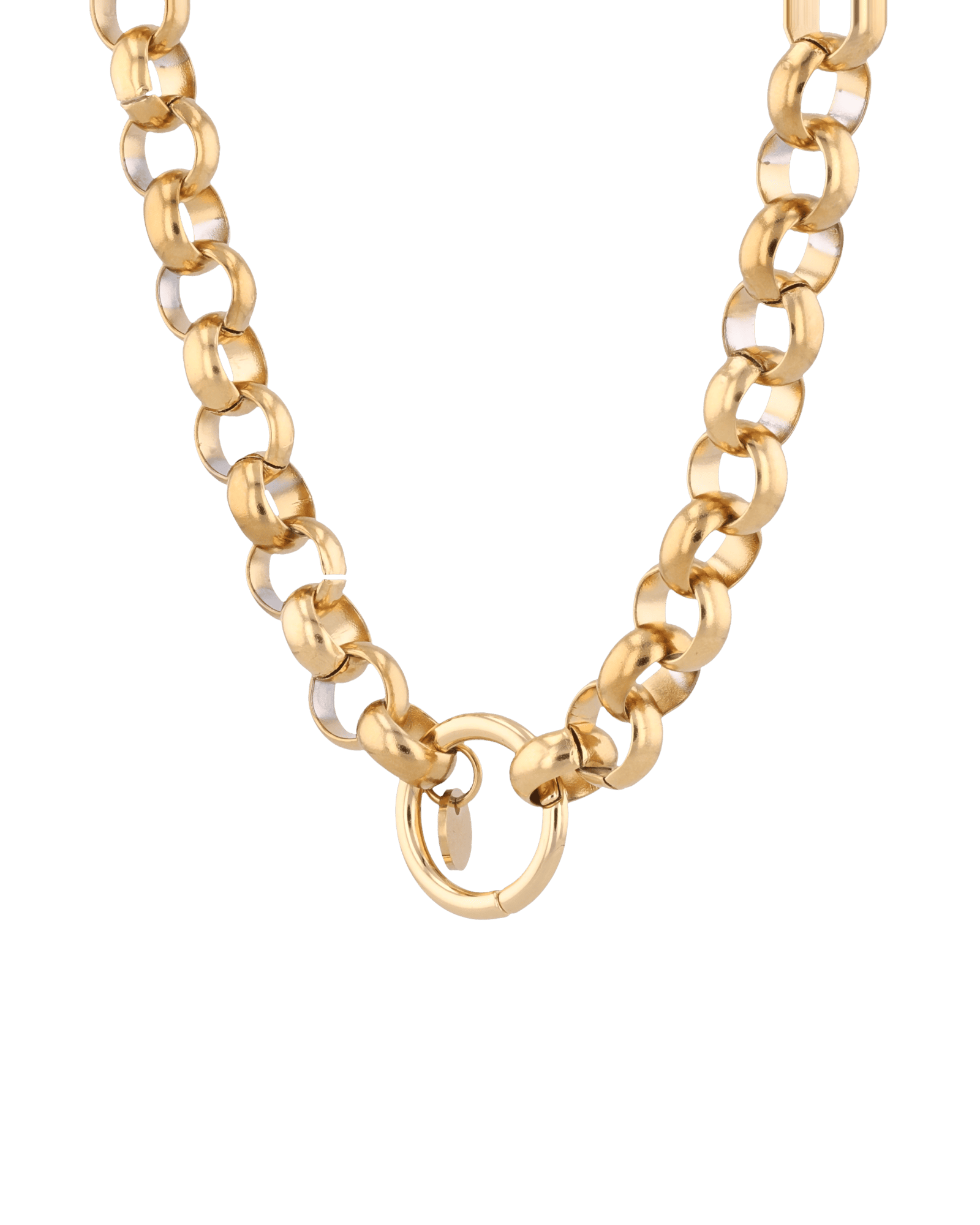Belcher Charm Gold Chain Necklace by Lavana, chunky belcher links with openable front ring for charms