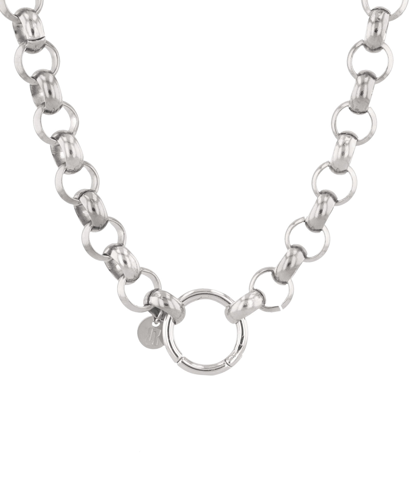 Belcher Charm Silver Chain Necklace by Lavana, chunky belcher links with openable front ring for charms