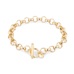 Belcher T-Bar Gold Chain Bracelet by Lavana, chunky rounded Belcher links with toggle clasp - 1