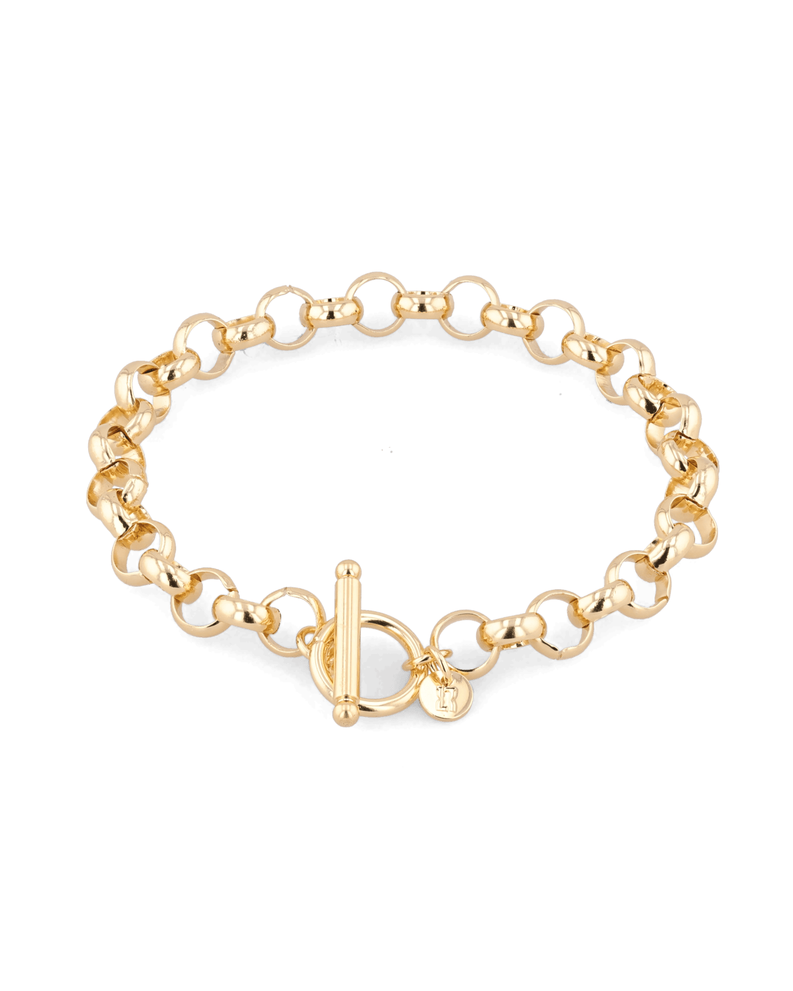 Belcher T-Bar Gold Chain Bracelet by Lavana, chunky rounded Belcher links with toggle clasp - 1