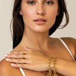 Belcher T-Bar Gold Chain Bracelet by Lavana on model chunky rounded belcher links with toggle clasp medium long layered