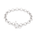 Belcher T-Bar Silver Chain Bracelet by Lavana, chunky rounded Belcher links with toggle clasp - 1