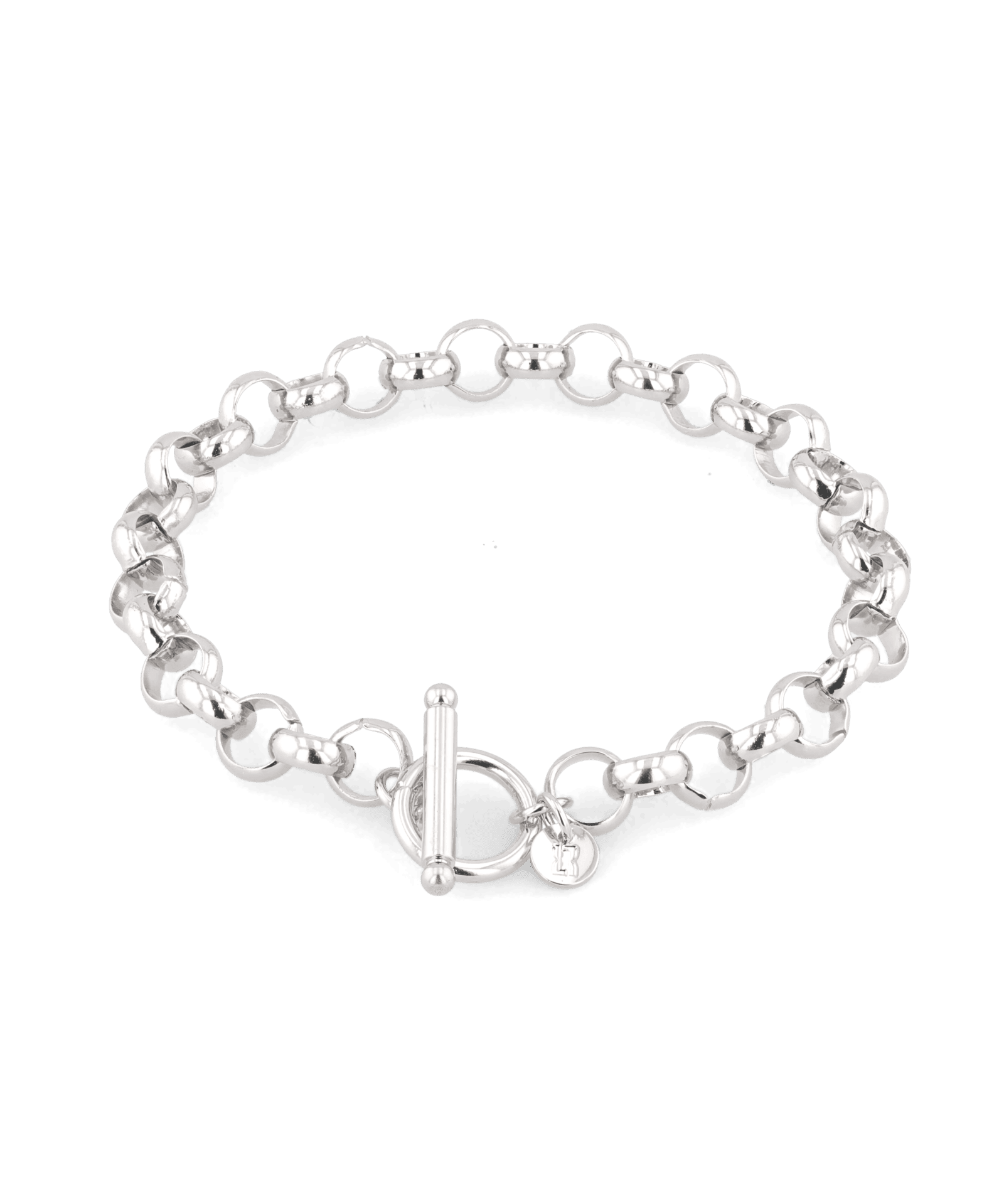 Belcher T-Bar Silver Chain Bracelet by Lavana, chunky rounded Belcher links with toggle clasp - 1