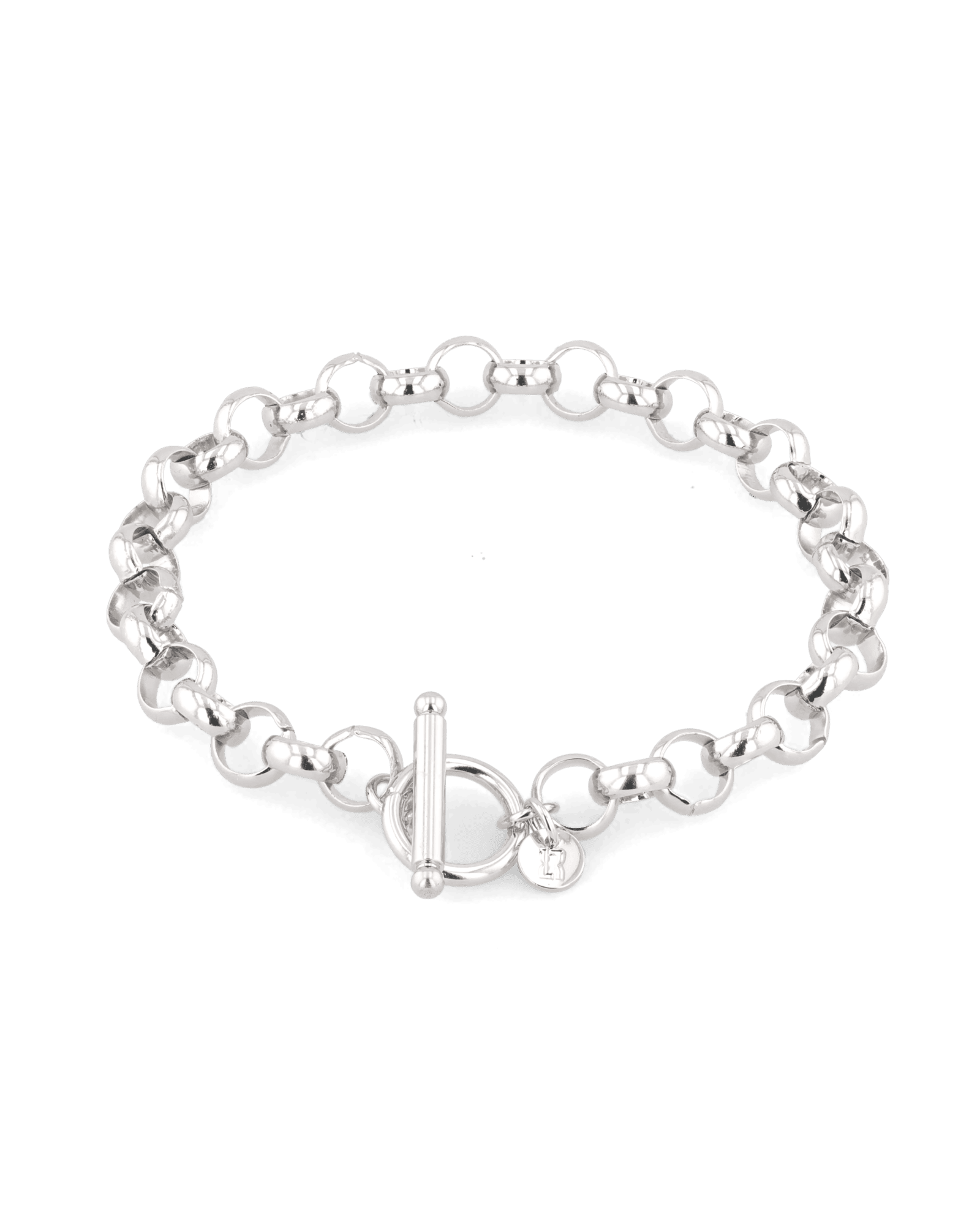 Belcher T-Bar Silver Chain Bracelet by Lavana, chunky rounded Belcher links with toggle clasp - 1