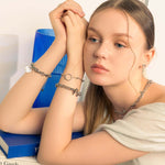 Belcher T-bar Silver Chain Bracelet by Lavana, on model chunky rounded classic belcher links with toggle clasp