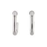 Block Rectangle Silver Hoop Earrings by LAVANA, open rectangular hoop with polished domed face