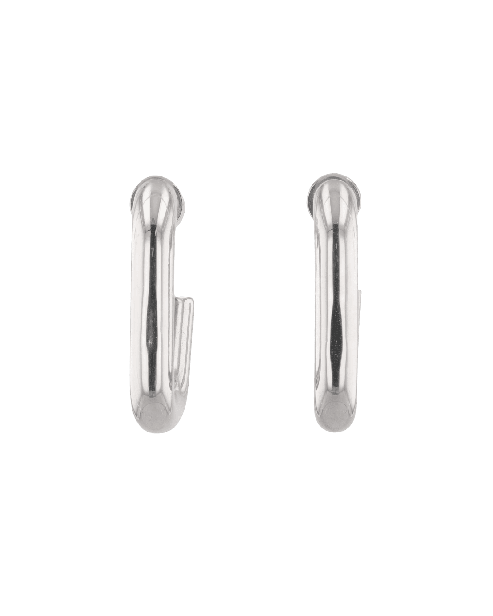 Block Rectangle Silver Hoop Earrings by LAVANA, open rectangular hoop with polished domed face